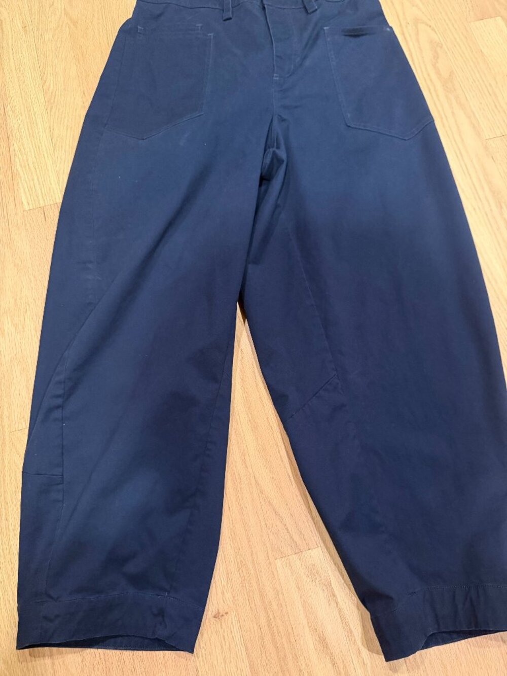 RUTI Navy Cotton Cropped Barrel Pants Elastic Waist Size 12